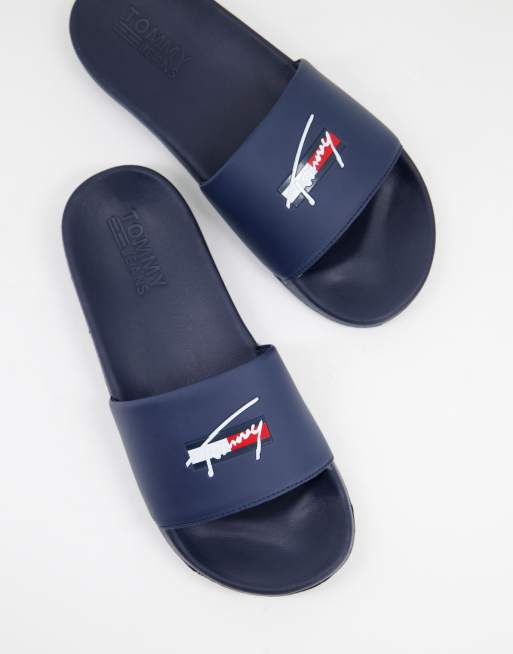 Tommy hilfiger store navy sliders