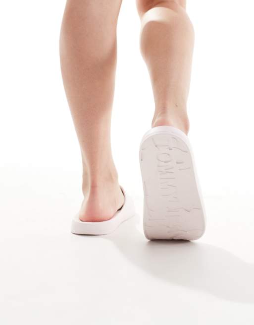 Tommy Jeans - Sliders da piscina in similpelle PU bianche con stampa, 2 di 4