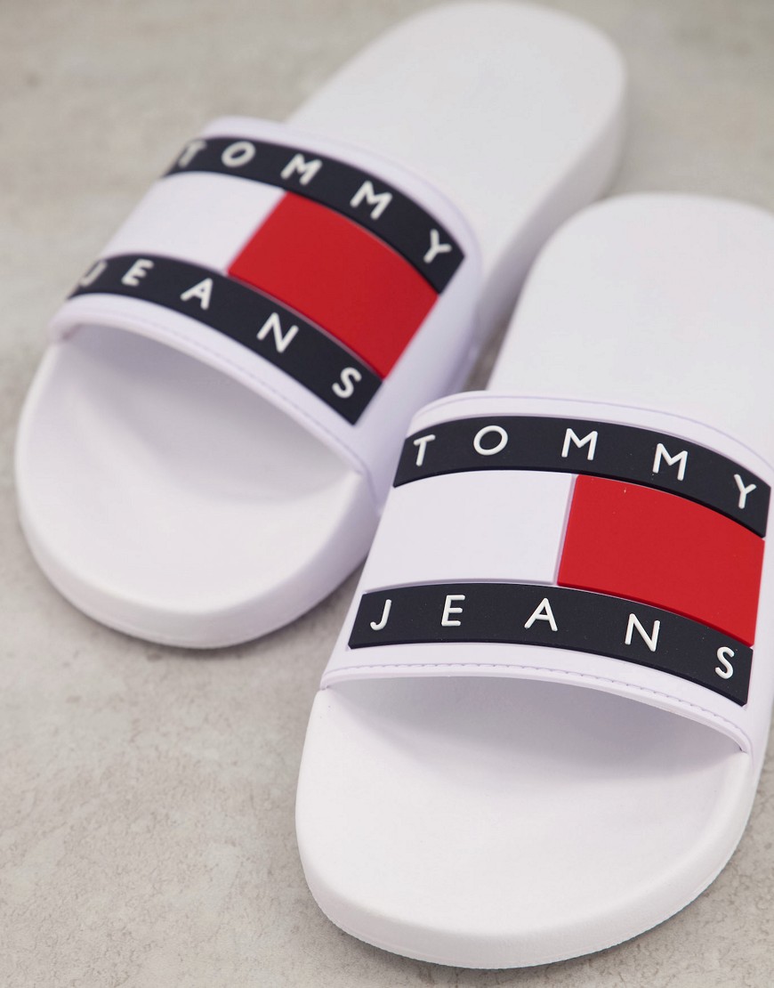 Tommy Jeans - Sliders med flaglogo i hvid