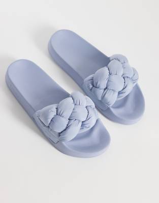 Tommy Jeans Slides With Braid Detail In Blue