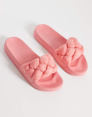 Tommy Jeans Slides With Braid Detail In Pink