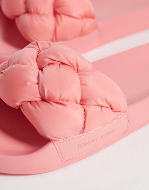 Tommy Jeans slides with braid detail in pink, 4 of 4