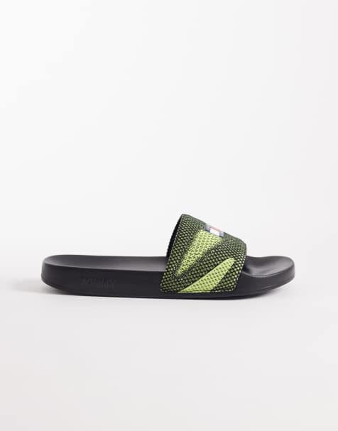 Tommy Jeans slides with logo in green - view 1