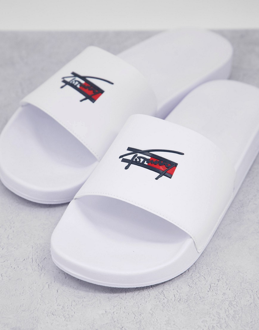 Tommy Jeans slides with signature logo in white