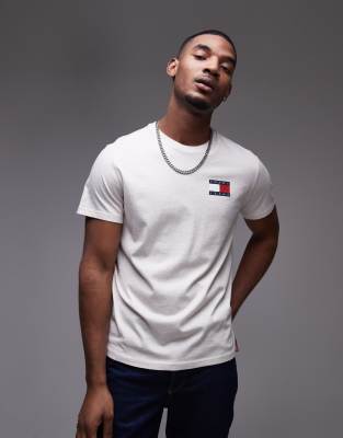 Tommy Jeans slim essential flag T-shirt in oat heather