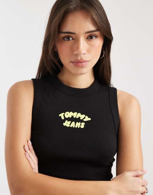 Tommy Jeans - Slim-fit hemdje met bubbellogo in zwart, 3 van 4