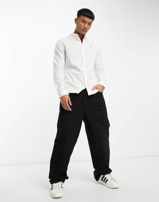 Tommy Jeans slim fit oxford shirt in white, 4 of 4