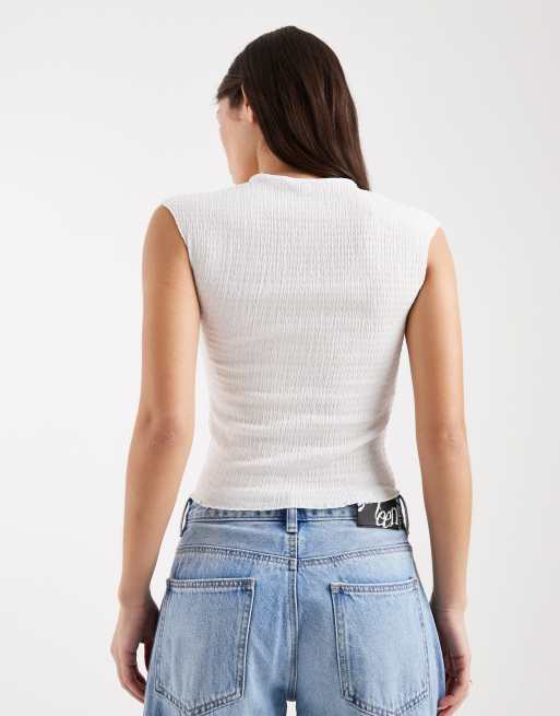 Tommy Jeans slim fit square neck vest in white, 2 of 4