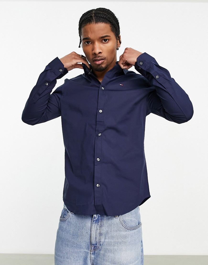 Tommy Jeans slim fit stretch shirt in navy