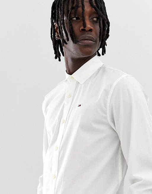 Tommy Jeans slim fit stretch shirt in white