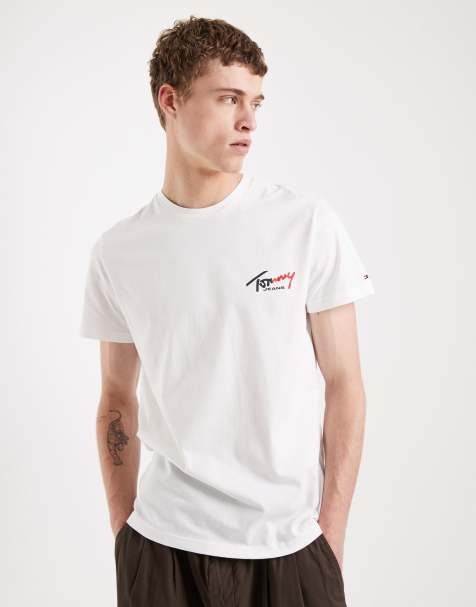 Tommy Jeans – Slim-Fit-T-Shirt in Weiß mit Logo auf der Brust - view 1