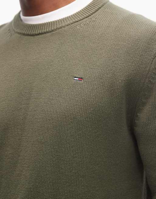 Tommy Jeans - Slim-fit trui met logo op de borst in groen, 5 van 5