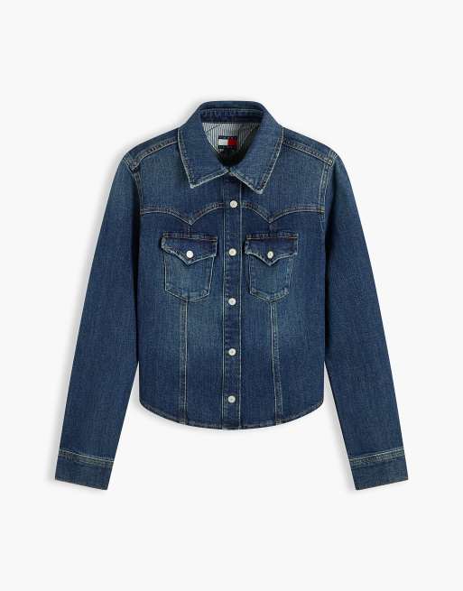 Tommy Jeans Slim fit western denim shirt in denim dark, 5 of 6