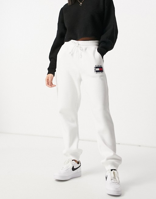 Tommy Jeans slim flag sweat pant co ord in white