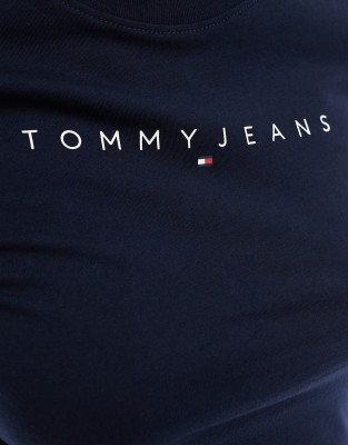 Tommy Jeans Slim Linear Logo T-shirt In Navy