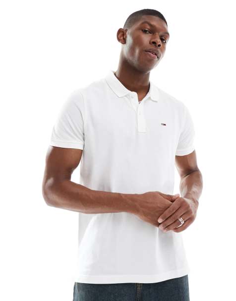 Tommy Jeans slim placket polo in White - view 1