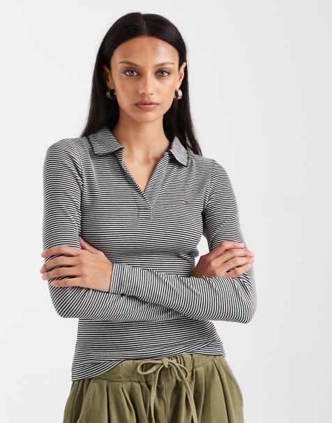 Tommy Jeans - Slim-polotop med sorte og hvide striber - view 1