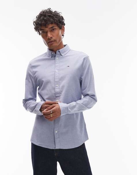 Tommy Jeans slim stretch oxford shirt in blue - view 1
