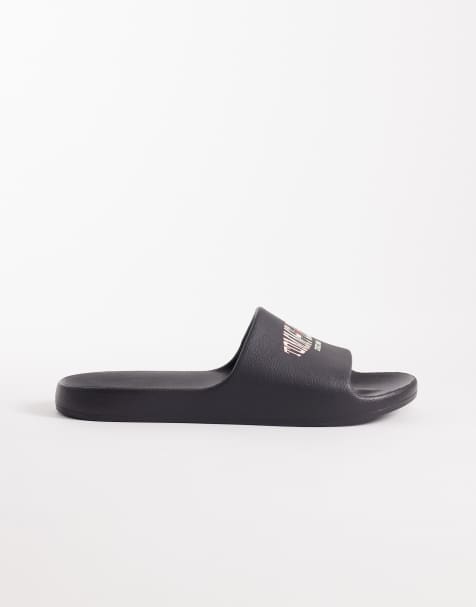 Tommy Jeans - Slippers met logo in zwart - view 1
