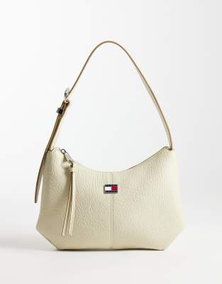Tommy Jeans slouchy city shoulder bag in cream-White