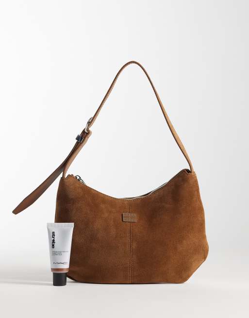 Tommy Jeans slouchy suede shoulder bag in brown, 2 of 4