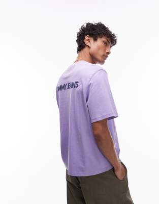 Tommy Jeans - Sløret lilla oversized T-shirt med logoprint på ryggen - view 1