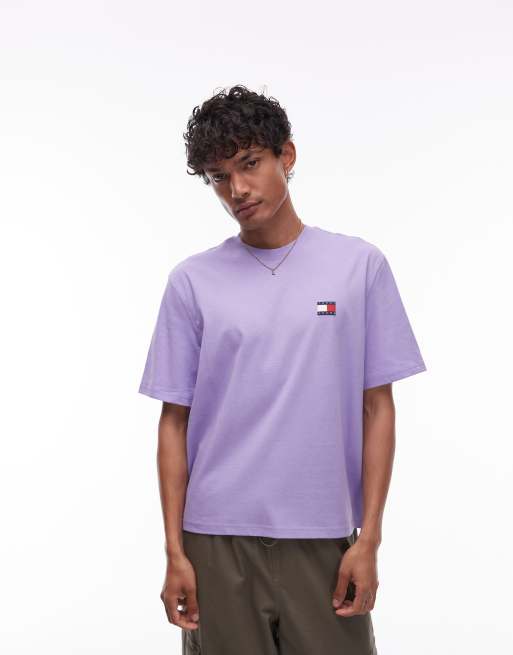 Tommy Jeans - Sløret lilla oversized T-shirt med logoprint på ryggen, 3 af 4