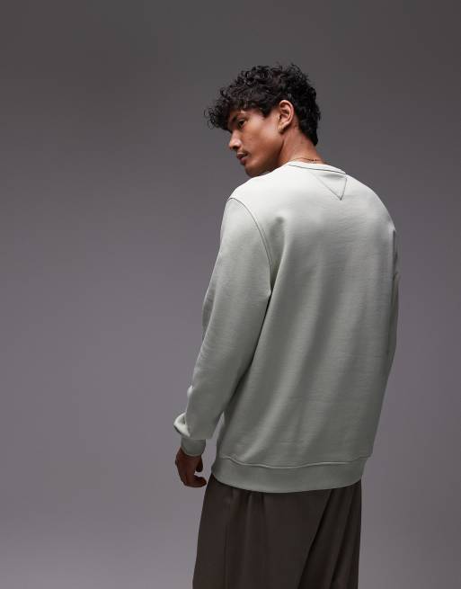 Tommy Jeans small badge sweatshirt in sage green, 4 of 4