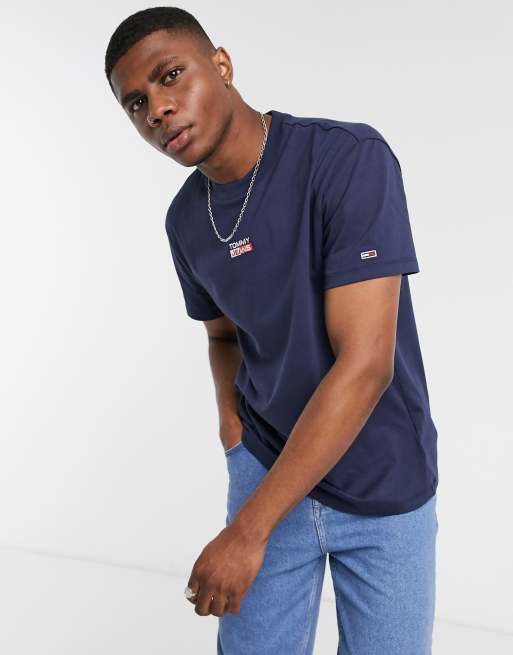 Tommy Jeans small centered logo t-shirt in navy