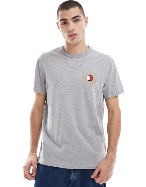 Tommy Jeans small crest logo t-shirt in gray - view 1