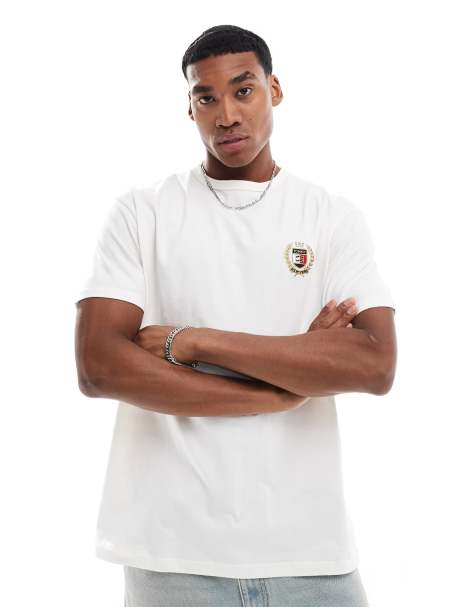 Tommy Jeans small crest logo t-shirt in white - view 1