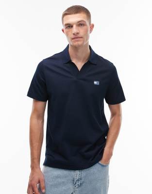 Tommy Jeans Small Flag Polo In Blue
