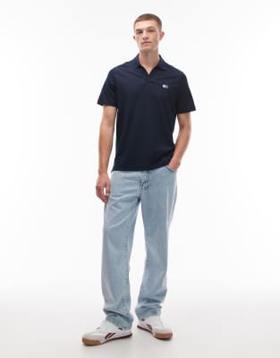 Tommy Jeans Small Flag Polo In Blue