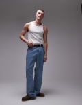 [Tommy Jeans] Tommy Jeans small flag ribbed singlet top in white Chest 44 Ecru