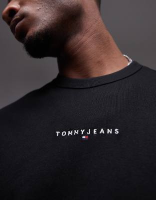 Tommy Jeans Small Linear Logo T-shirt In Black