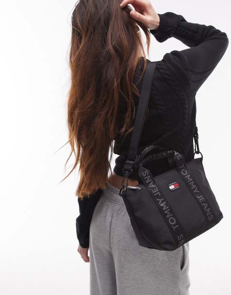 Tommy Jeans small nylon tote bag in black - view 1
