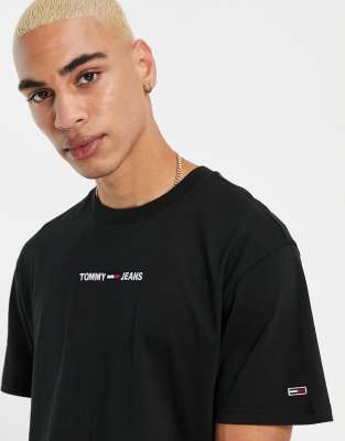 Tommy Jeans small text chest logo t-shirt in black