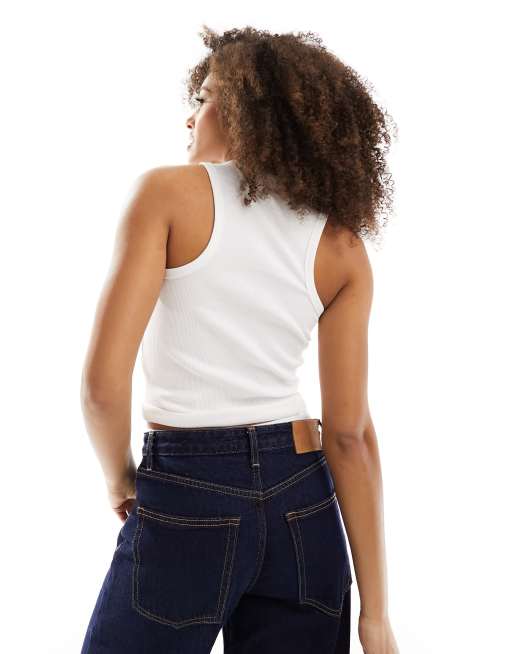 Tommy Jeans - Smalle tanktop met geschreven logo in wit, 4 van 4