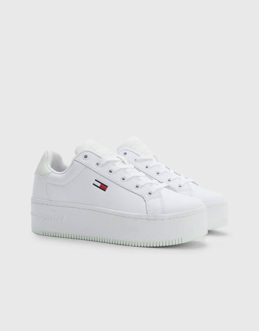 Tommy Jeans – Sneaker in Weiß und Minzgrün mit flacher Plateausohle , 2 von 4