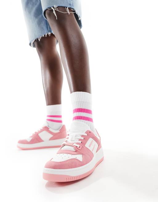 Tommy Jeans - Sneakers da basket rétro rosa slavato in camoscio, 3 di 5