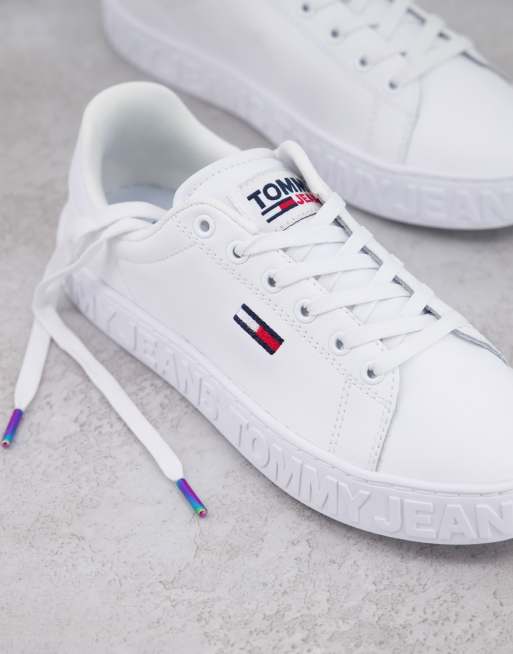 Tommy Jeans - Sneakers flatform bianche con logo