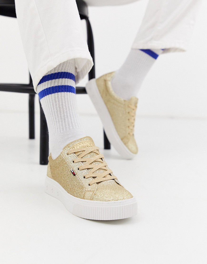 Tommy Jeans - Sneakers flatform glitterate-Oro