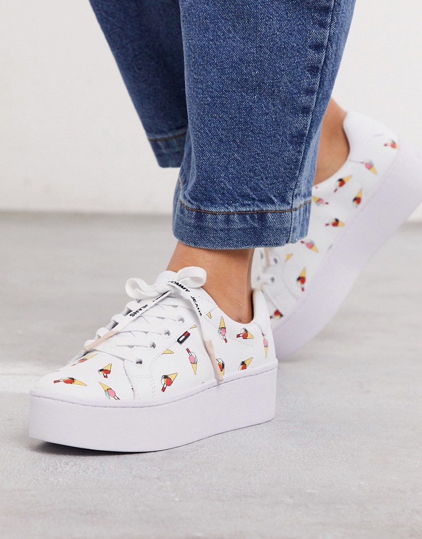Tommy Hilfiger Tommy jeans - sneakers flatform iconiche in pelle-bianco