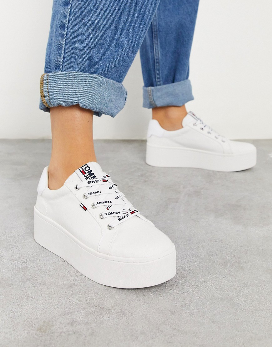 Tommy Jeans - Sneakers flatform stringate bianche-Bianco