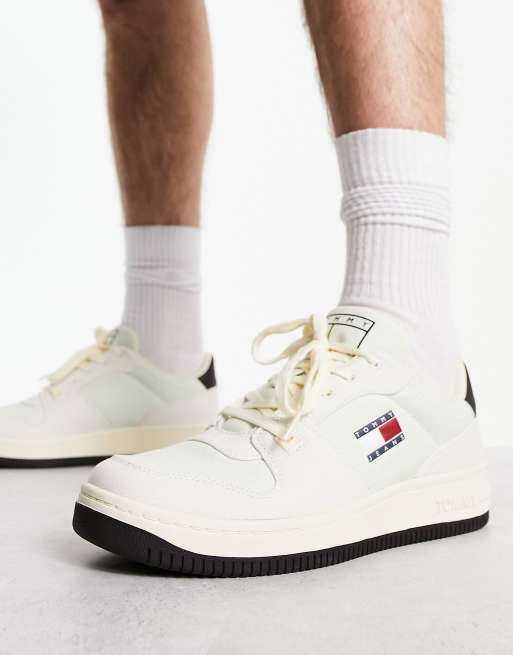 Tommy Jeans - Sneakers in tela bianche rétro stile runner con bandiera, 3 di 4