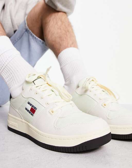 Tommy Jeans - Sneakers in tela bianche rétro stile runner con bandiera, 4 di 4