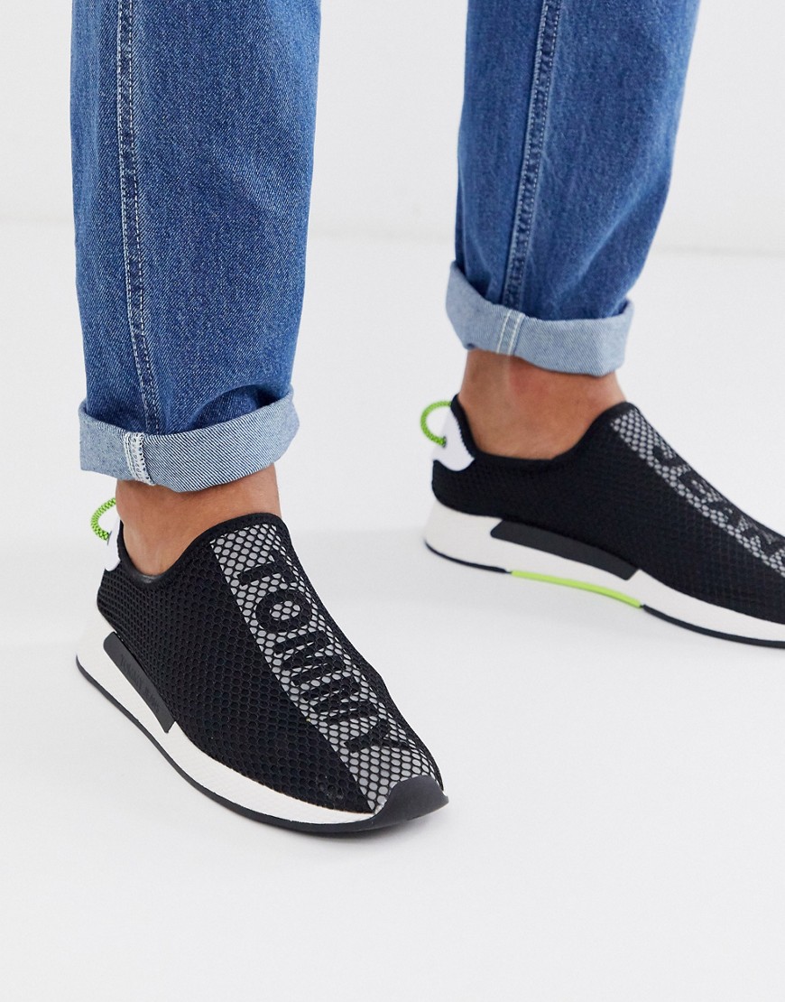 Tommy Jeans - Sneakers nere con logo e bordi in rete-Nero