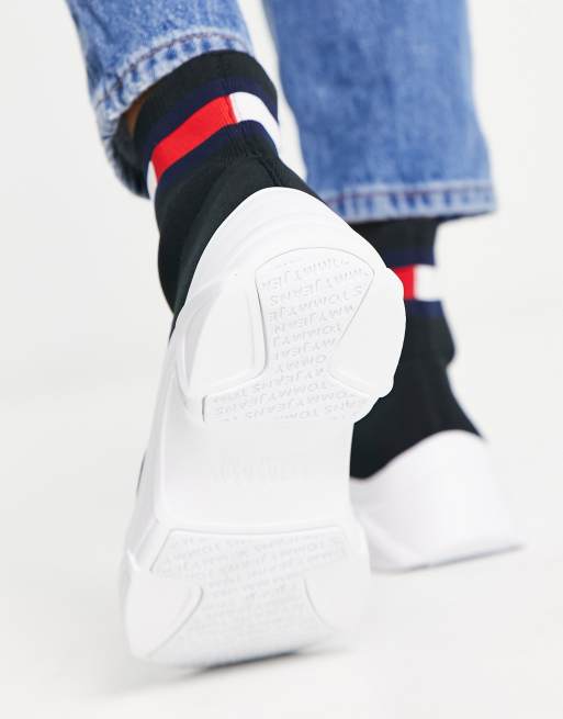 Tommy hilfiger black sock on sale boots