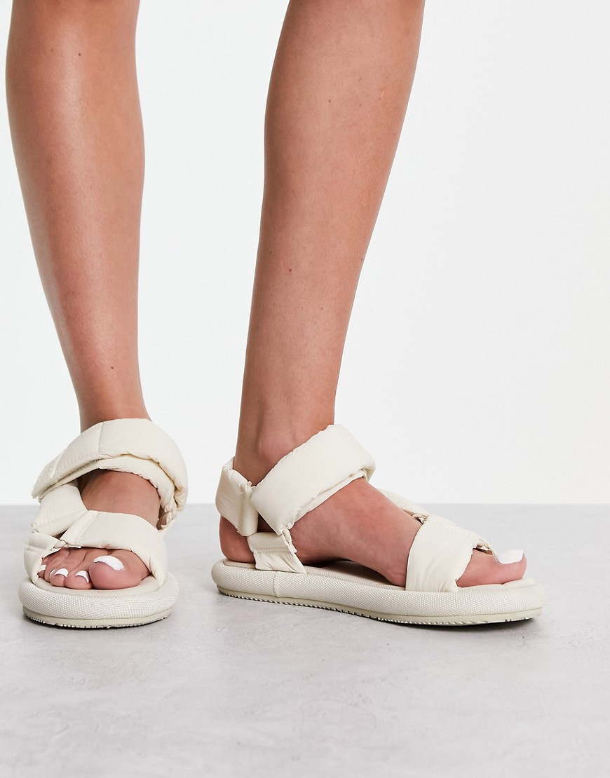 Tommy Jeans soft padded sandals in ecru-White