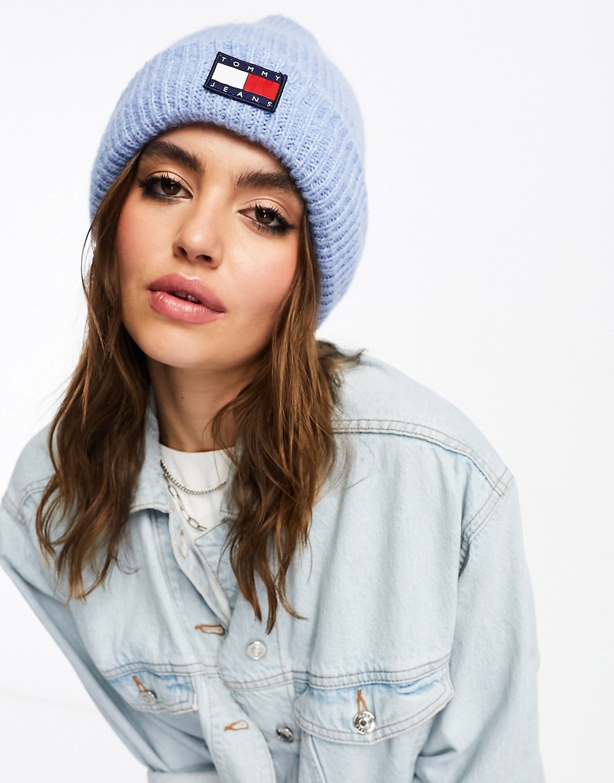Tommy Jeans soft ready beanie hat in chambray blue
